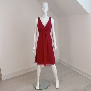 NWT SAMPLE SALE Bella Formals size 10 claret red iridescent chiffon. Pristine